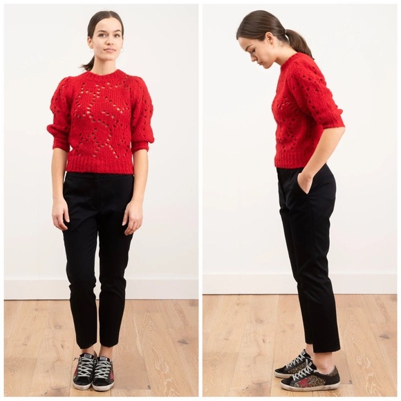 NWT Isabel Marant Etoile Red Sinead Pointelle Sweater Pullover - Picture 2 of 5